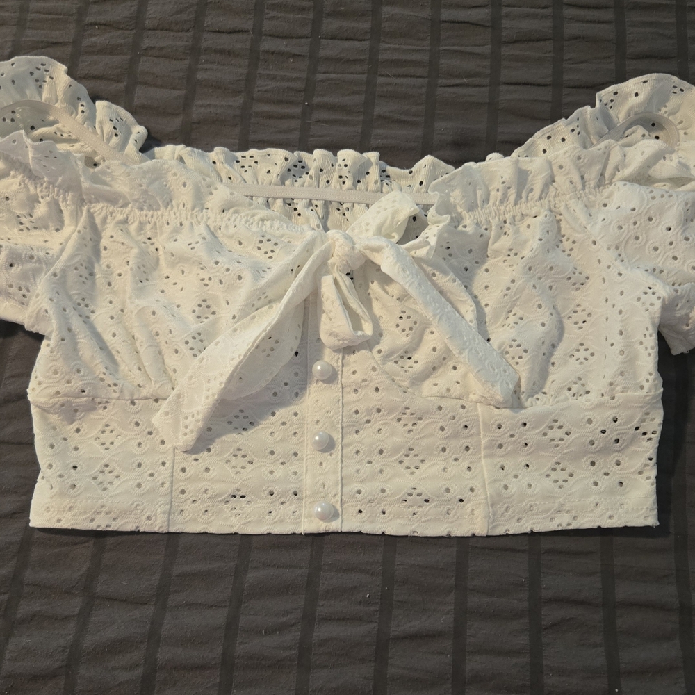 White Eyelet Off-Shoulder Top